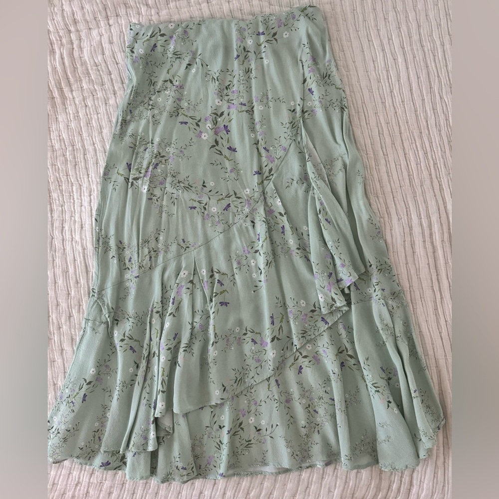 Bohemian mint green midi skirt